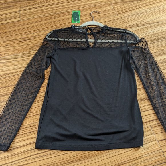 [NWT] CONTEMPORAINE sheer polka dot mesh top - Picture 5 of 6